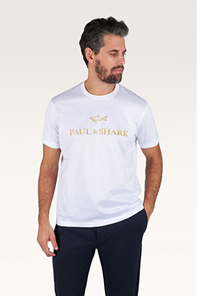 PAUL&SHARK Men's Regular Fit Round Collar Logo Embroidered P Cotton U Short S...