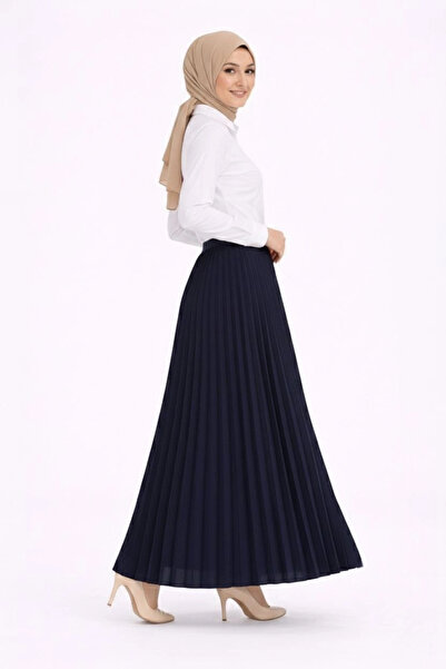 Alfanora Hijab White Shirt Pleated Skirt Double Set Casual and Office Chic - ...