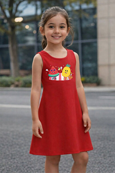 CACTUS COLLECTION Rochie de vară pentru fete, cu imprimeu pepene verde și ananas