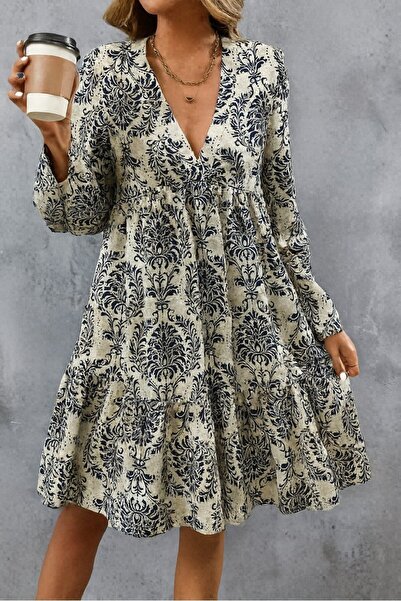 FRESCO SCARFS Rochie mini suprema cu mâneci lungi și decolteu în V pentru femei