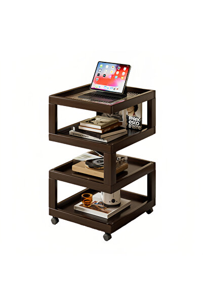 Generic 4-Tier Rolling Side Table with Tempered Glass Shelves