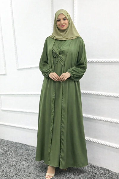 Gerenic طقم فستان عباية طويل أنيق للنساء مع طبقة علوية من الشيفون - فستان ماك...