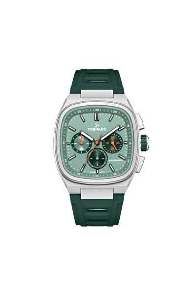 Tornado Men's Chronograph Green Dial Watch - T26102-SRGG