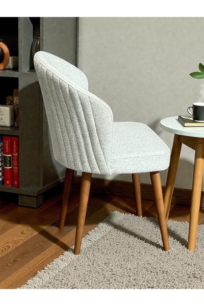 Buketim Mobilya Mozaik Bukle Kumaş Ceviz Ahşap Ayaklı Modern Yemek Odası Mutf...