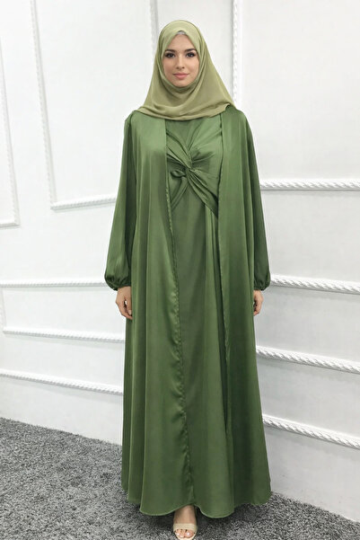 Gerenic OrientC Elegant Women’s Long Abaya Dress Set – Chiffon Overlay Modest...