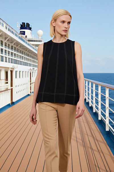 BENERLY Bluză de damă Relax Fit guler rotund Fără mâneci din material subțire...