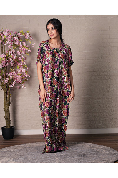 hendam Long house dress with a colorful tropical Floral Print - Relaxed Fit