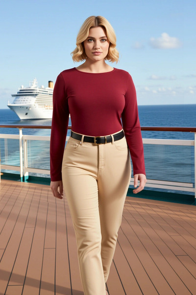 BENERLY Women's Plus Size Blouse Boat Neck Long Sleeve Knitted Combed Cotton ...