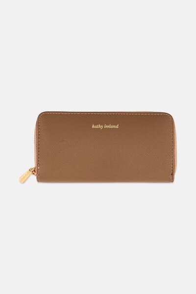 Kathy Ireland Women Brand Logo Zip Around Wallet, Taupe