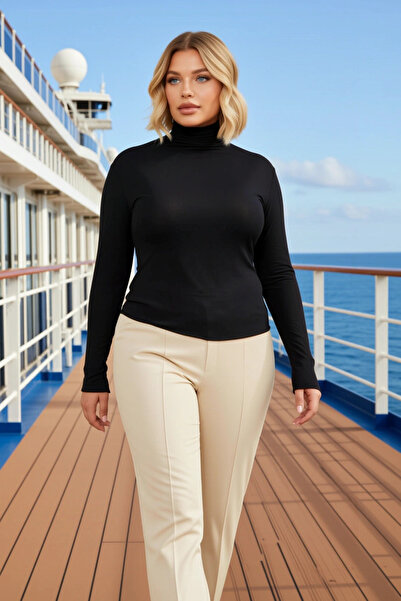 BENERLY Bluză pentru femei mărime mare guler ridicat cu mânecă lungă din mate...