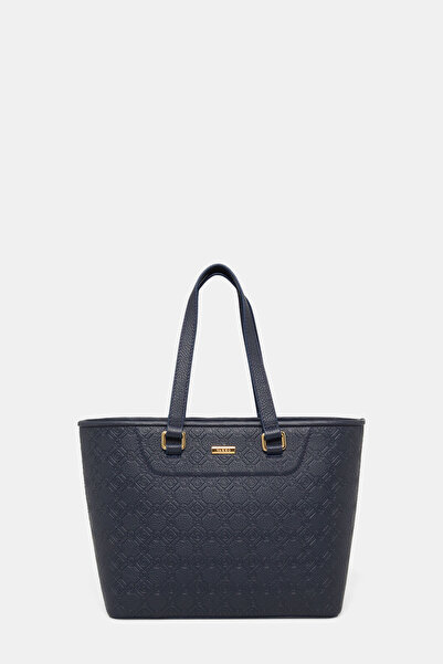 Vakko LACİVERT MONOGRAM DERİ ÇANTA