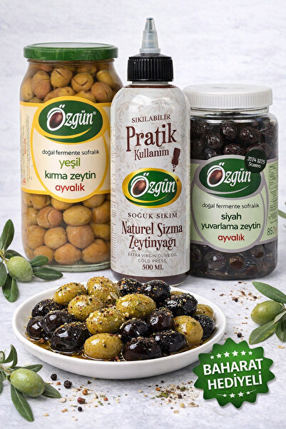 ÖZGÜN ZEYTİN & ZEYTİNYAĞI Gurme Zeytin & Zeytinyağı Paketi (Baharat Hediyeli)...