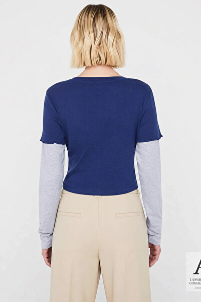 BENERLY Women's Blouse Crew Neck Fitted Fit Knitted Rib Knit Fabric Double-La...