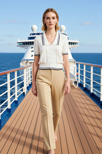 BENERLY Γυναικεία Μπλούζα Πλεκτό Πόλο Γιακά Κοντό Μανίκι με Κουμπιά δαντελωτή...