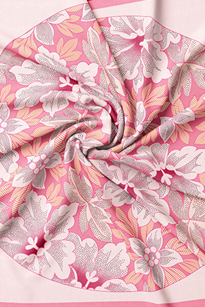 Vakko PEMBE ÇİÇEK DESENLİ TWİLL EŞARP