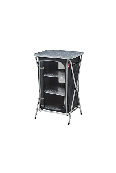 Trigano Katlanır Kamp ve Karavan Dolabı - 3 Raflı Depolama Ünitesi - Gri/Siyah