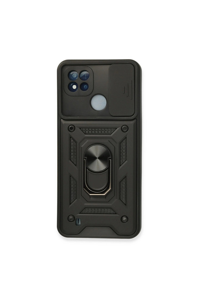 eco port جراب Realme C11 2021 مع حلقة عدسة بارس سيليكون - أسود