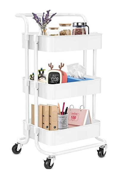 Generic Three-tier movable multi-functional trolley, kitchen and bathroom sto...