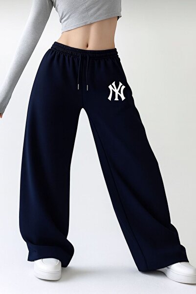 Le Vion Women's Thick Baggy Printed Loose Sweatpants