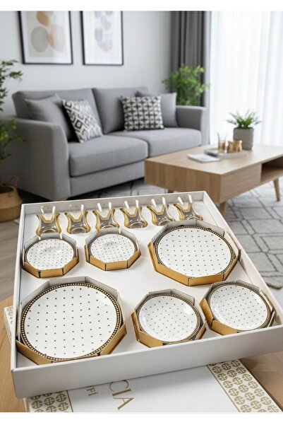 Paşabahçe 24 Parça Harenciya Premium Çay&Pasta Sunum Seti-6 Bardak 6 Pasta Ta...