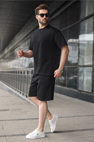 Madmext Black Men's Shorts T-Shirt Set E7347