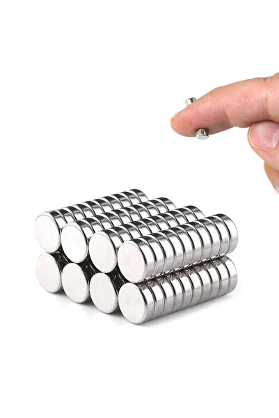 Epilons 10 Adet 8x3mm Yuvarlak Neodyum Mıknatıs Güçlü Nikel Kaplamalı Kalitel...