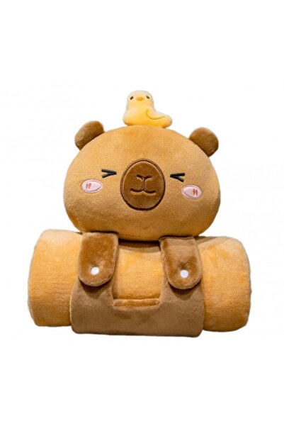 ECARLA Σετ 2 σε 1, μαλακή Κουβέρτα με Μαξιλάρι Capybara, XL, 100x170 cm, eCar...