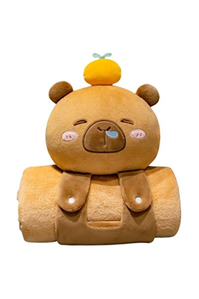 ECARLA Σετ 2 σε 1, μαλακή Κουβέρτα με Μαξιλάρι Capybara, XL, 100x170 cm, eCar...