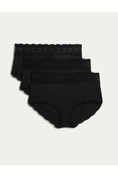 Marks & Spencer 3’lü Pamuk Karışımlı Yüksek Bel Külot