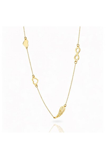 ECARLA Λεπτό κολιέ με το σύμβολο του άπειρου, την καρδιά και το φτερό – χειρο...