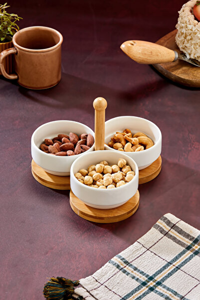 Cooker طقم من 3 قطع، طبق تقديم من البورسلين مقاس 10 سم مع حامل، طبق مربى، طبق...