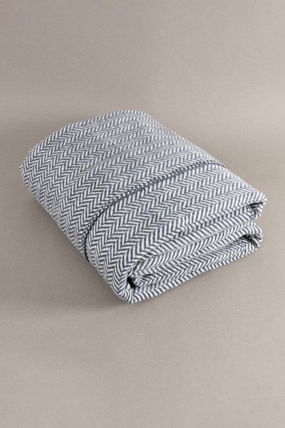 Koza Home Twin Blanket Soft Cotton Double Blanket Anthracite Cream 200 x 220 5022A