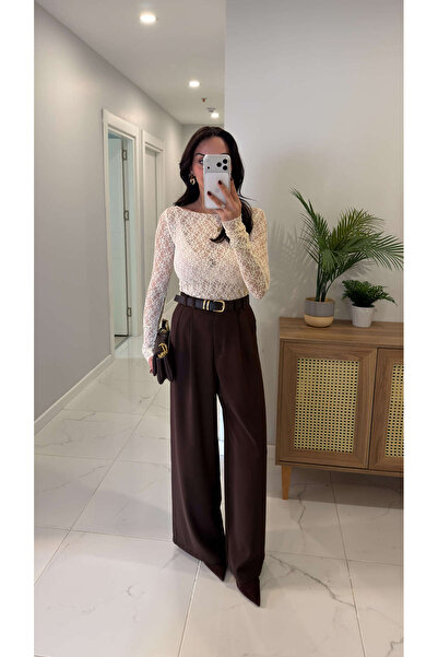 BİRCANÇİL Prinna Coffee Palazzo Pants