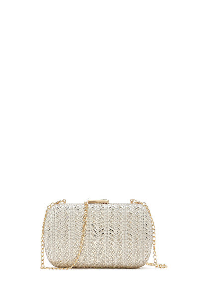 Derimod Women's Gold Chain Strap Piece Stone Mini Box Evening Dress Bag 26Sbd...