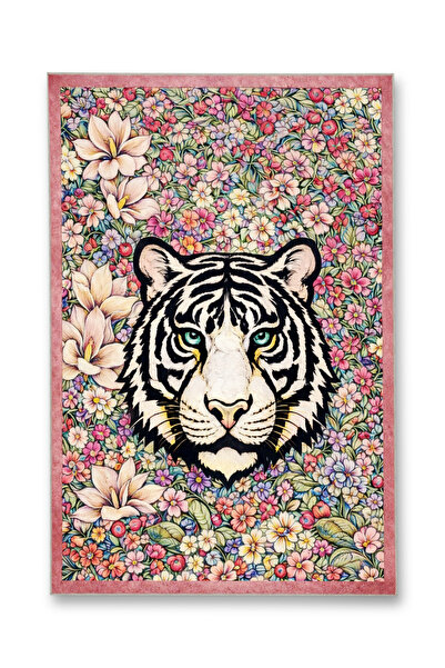 Rugs Modern Halı MOSSO Yeşil Tema Çiçek ve Çita Figür Desenli Dokuma Taban Mo...