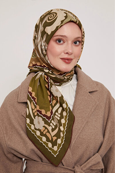 Levidor Royal Scarf Ethnic Pattern Khaki