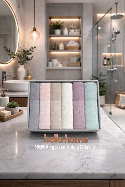 Bella Home Ring Jacquard Hand & Face Towel |   50X90 cm |   100% Cotton |   S...