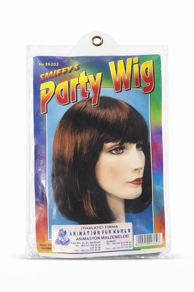 funworld Περούκα για πάρτι, καφέ χρώμα, ανθεκτική.