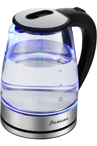Arabest Electric Kettle, 1.8L Glass Kettles with Blue LED, 1200W, Built-In Me...