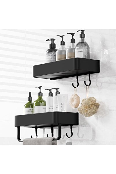 Dotail Set de 2 rafturi de duș Bellovero, aluminiu, 30x12x3 cm, rezistente la...