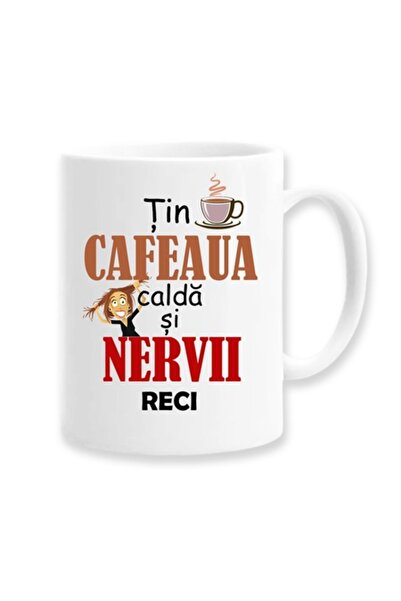 OEM Cană personalizată cu mesajul: „Țin cafeaua caldă și nervii liniștiți”