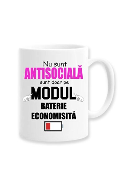 OEM Personalized Mug with Message: "I am not antisocial, I am just on battery...