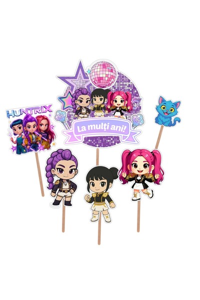 PersonalizatCuStil Huntrix K Pop Demon Hunters Cake Topper – Set of 6 Kids Bi...