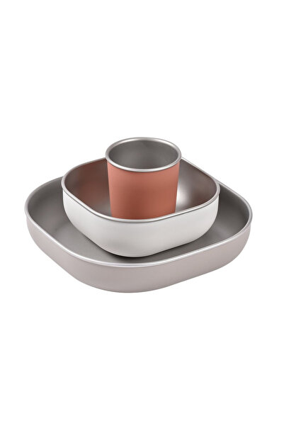 Beaba Комплект прибори за хранене от 4 части от неръждаема стомана, цвят тера...