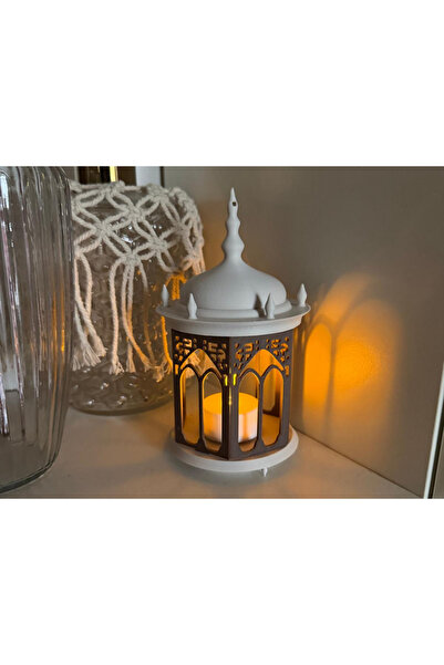 Mays3Dstudio Ramazan Dekoratif LED Mumlu Fener – Şarjlı / Pilli Masaüstü Işık...