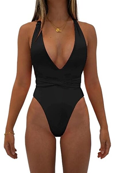 Dotail Дамски бански костюм, Jfan, еднокомпонентен, дълбоко V-образно деколте...