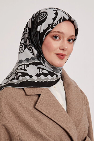 Levidor Royal Scarf Ethnic Pattern Black Gray