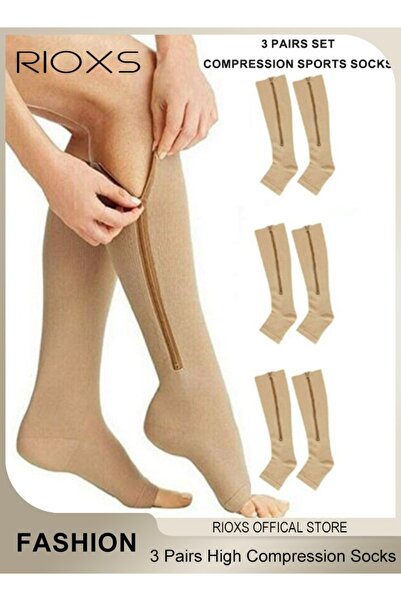 RIOXS 3 Pairs High Compression Socks for Men & Women – Circulation Support, R...