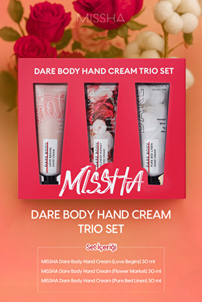 Missha Çarpıcı Kokulu, Nemlendirme Etkili 3lü El Bakım Kremi Seti Dare Body H...