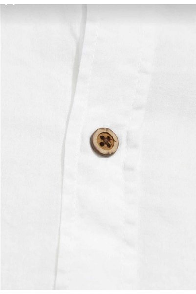 CALEMORE Slim Fit Uzun Kollu Kolay Ütü Teri Emen Nefes Alan Doku Dört Mevsim Beyaz Erkek Gömlek